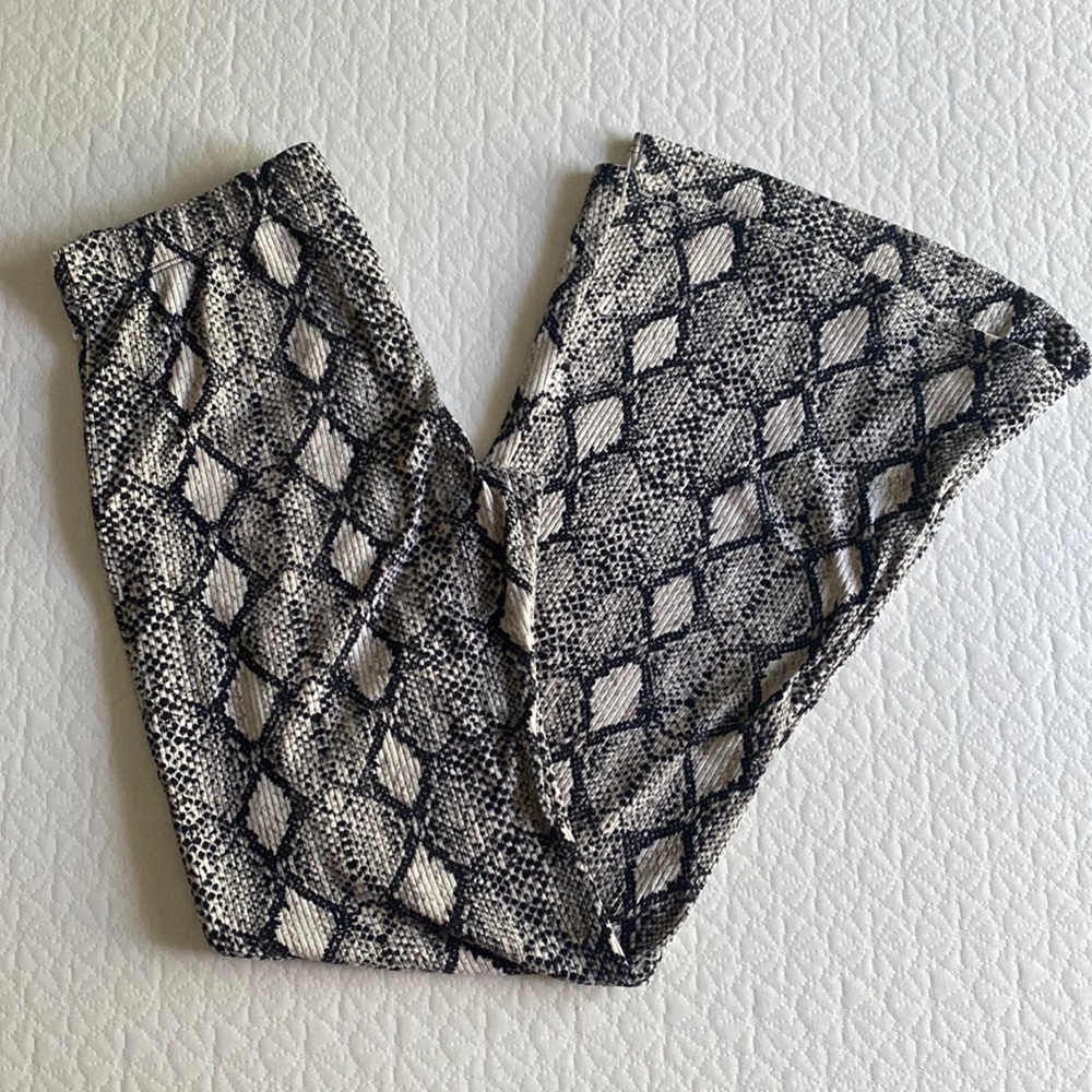 Snake print flare pants